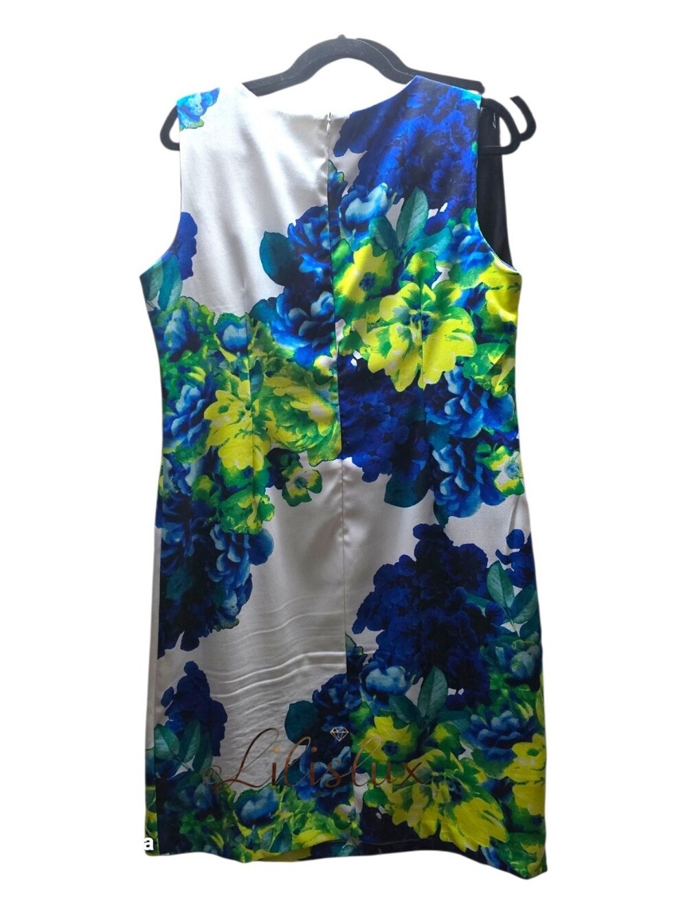 RONNI NICOLE Size 14 Blue Green White Sleeveless Sheath Dress EUC - Picture 9 of 13